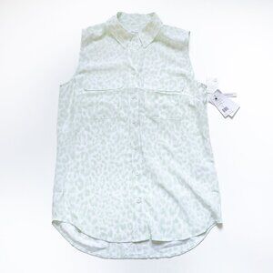 Equipment Sleeveless Slim Signature Silk Top Bright White Multi Size Small NWT
